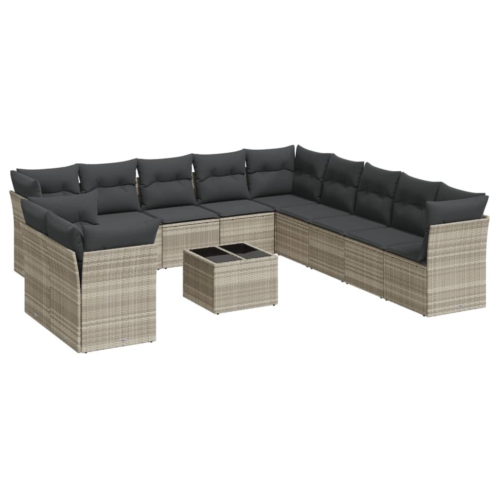 12-delige Loungeset met kussens poly rattan lichtgrijs is nu te koop bij PeponiXL, paradijselijk wonen!