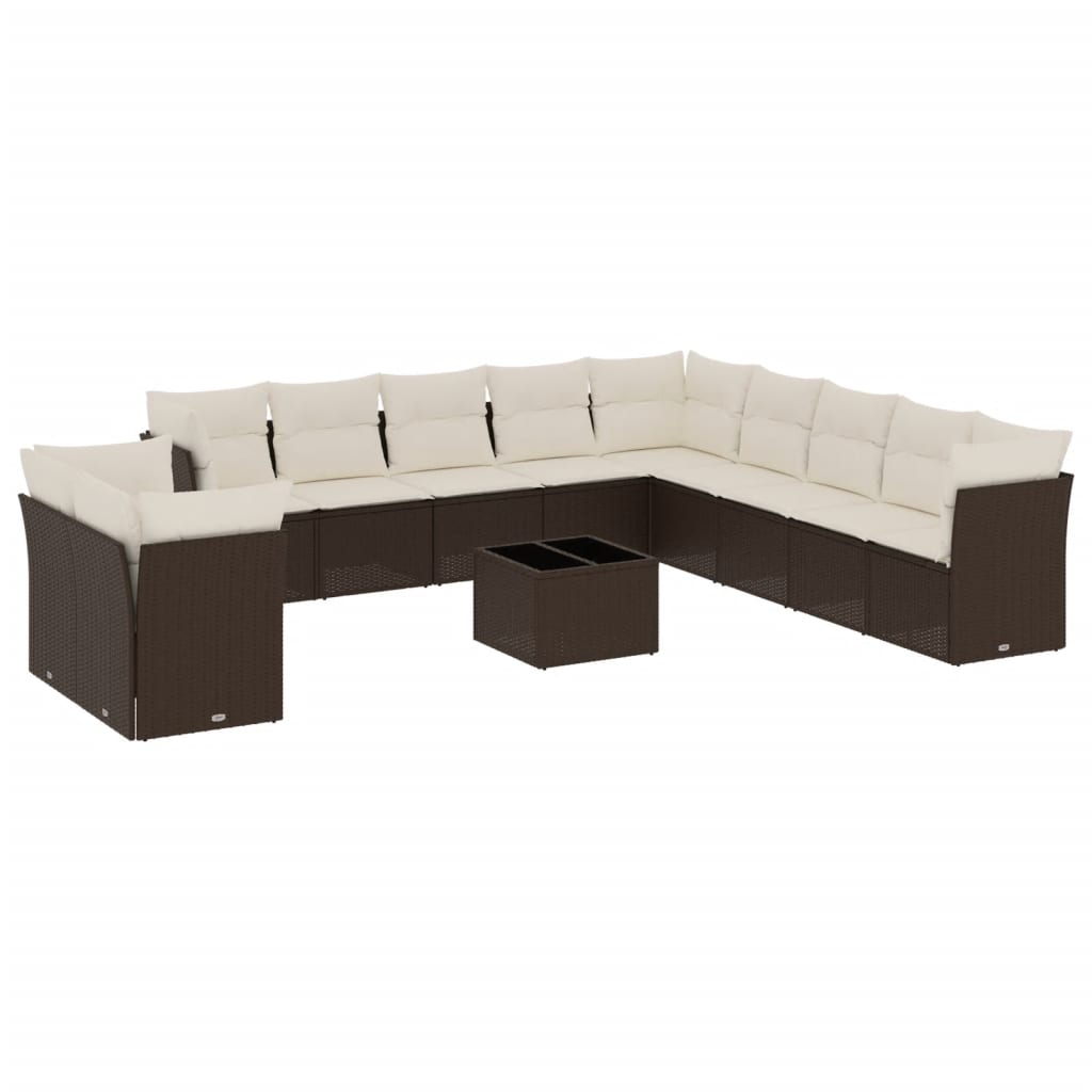 12-delige Loungeset met kussens poly rattan bruin is nu te koop bij PeponiXL, paradijselijk wonen!