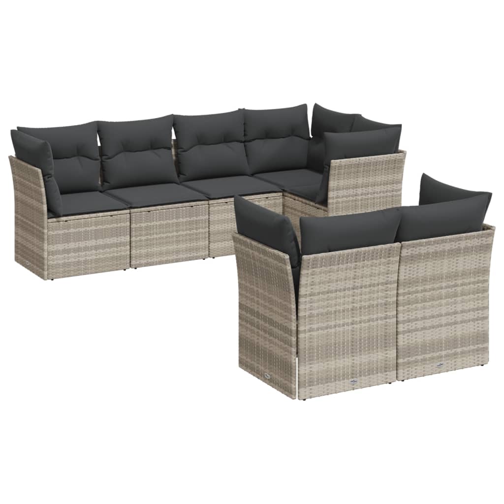 7-delige Loungeset met kussens poly rattan lichtgrijs is nu te koop bij PeponiXL, paradijselijk wonen!