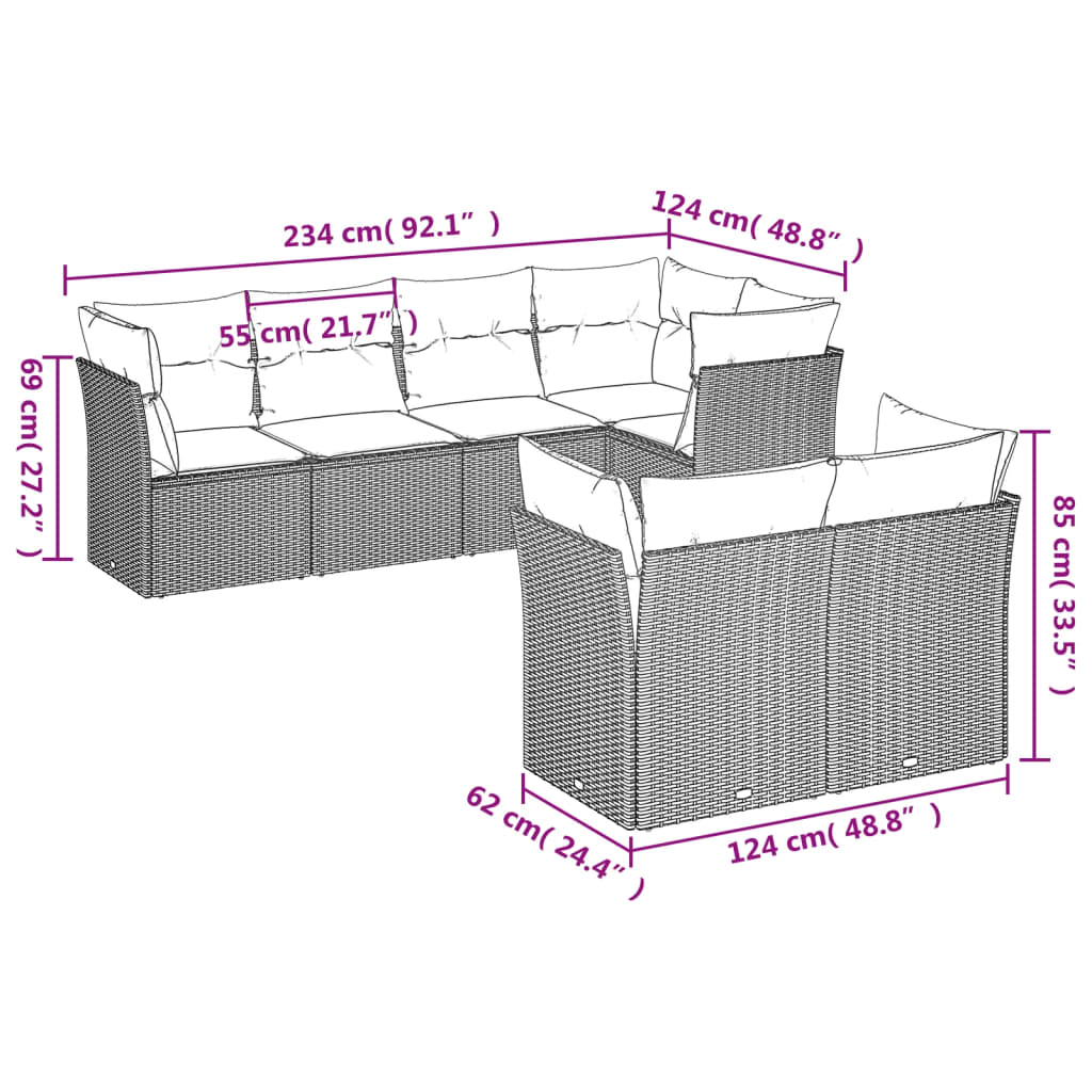 7-delige Loungeset met kussens poly rattan lichtgrijs is nu te koop bij PeponiXL, paradijselijk wonen!