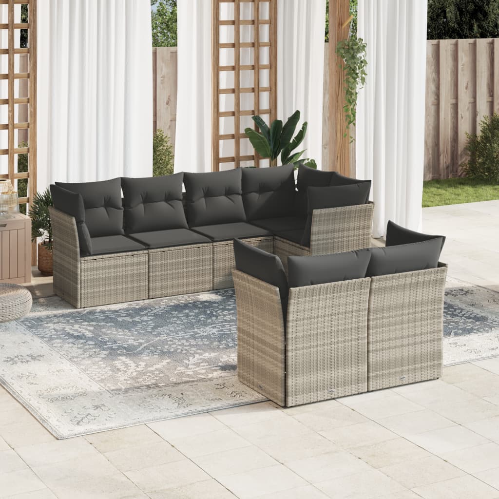 7-delige Loungeset met kussens poly rattan lichtgrijs is nu te koop bij PeponiXL, paradijselijk wonen!