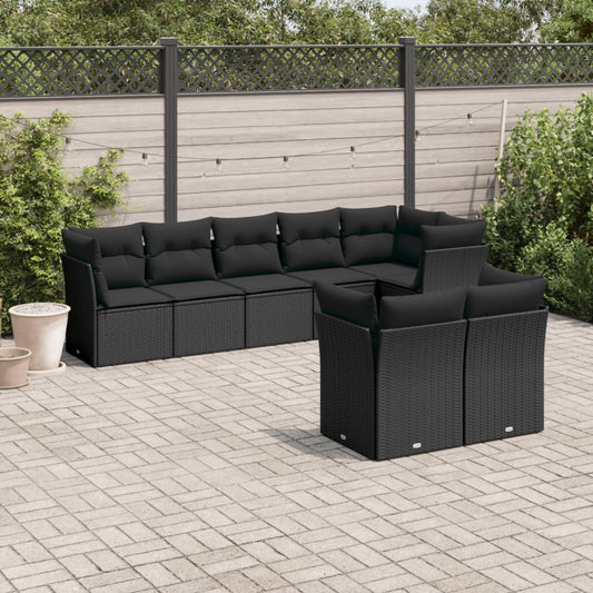 8-delige Loungeset met kussens poly rattan zwart is nu te koop bij PeponiXL, paradijselijk wonen!