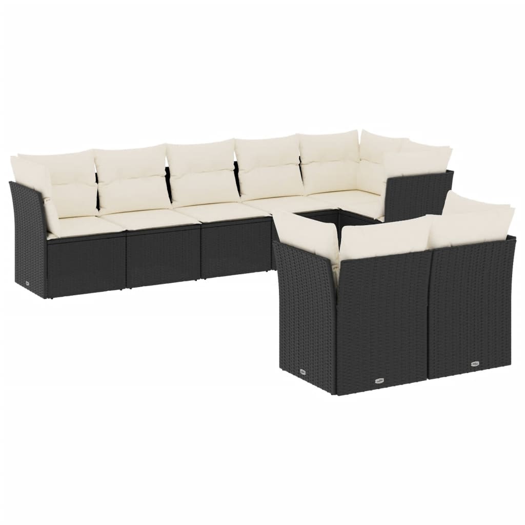 8-delige Loungeset met kussens poly rattan zwart is nu te koop bij PeponiXL, paradijselijk wonen!
