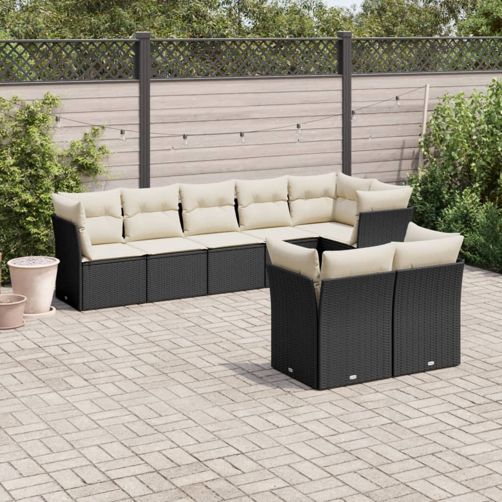 8-delige Loungeset met kussens poly rattan zwart is nu te koop bij PeponiXL, paradijselijk wonen!