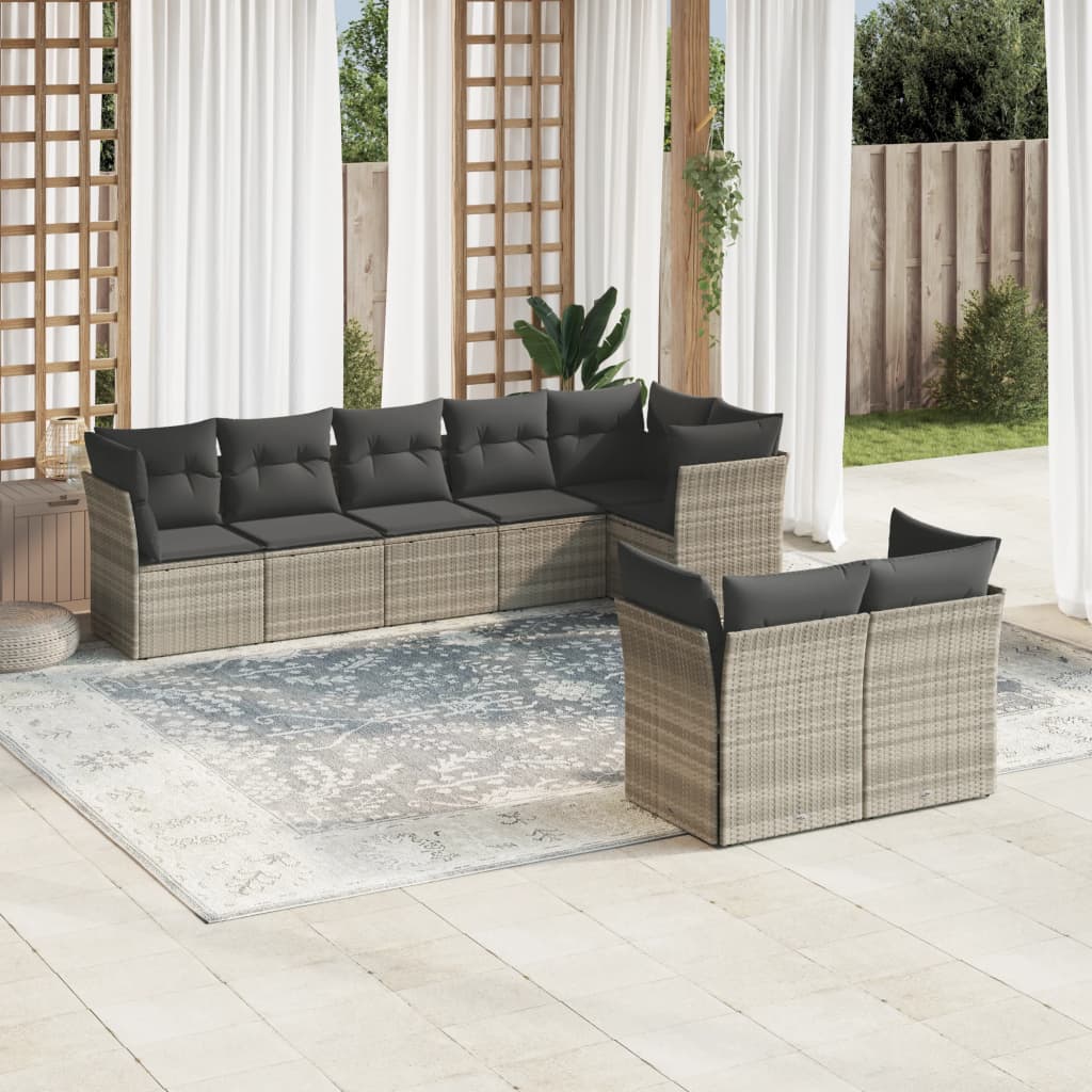 8-delige Loungeset met kussens poly rattan lichtgrijs is nu te koop bij PeponiXL, paradijselijk wonen!