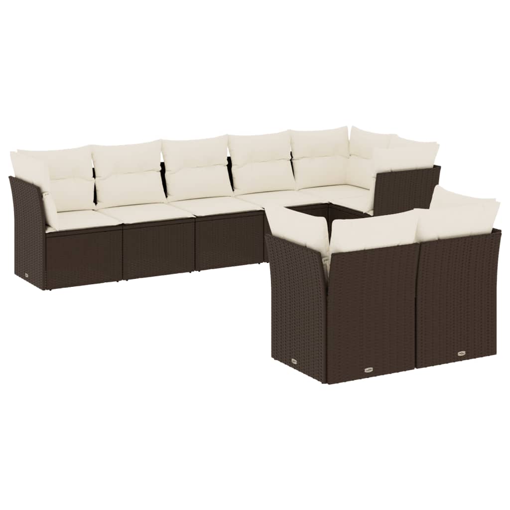 8-delige Loungeset met kussens poly rattan bruin is nu te koop bij PeponiXL, paradijselijk wonen!