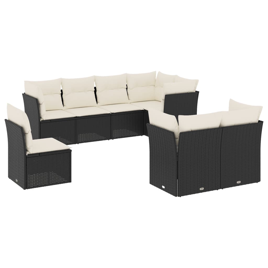 8-delige Loungeset met kussens poly rattan zwart is nu te koop bij PeponiXL, paradijselijk wonen!