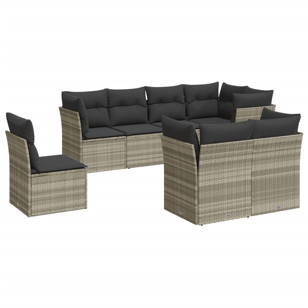 8-delige Loungeset met kussens poly rattan lichtgrijs is nu te koop bij PeponiXL, paradijselijk wonen!
