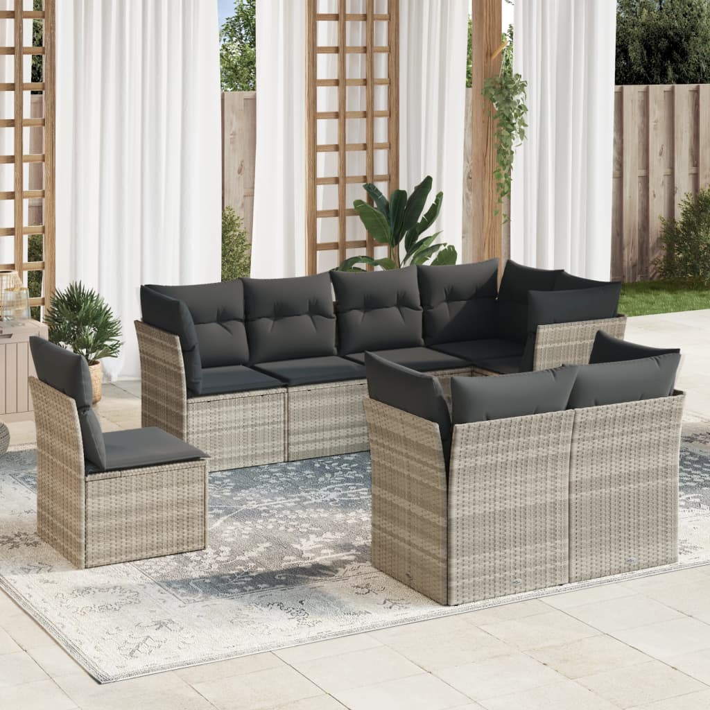8-delige Loungeset met kussens poly rattan lichtgrijs is nu te koop bij PeponiXL, paradijselijk wonen!