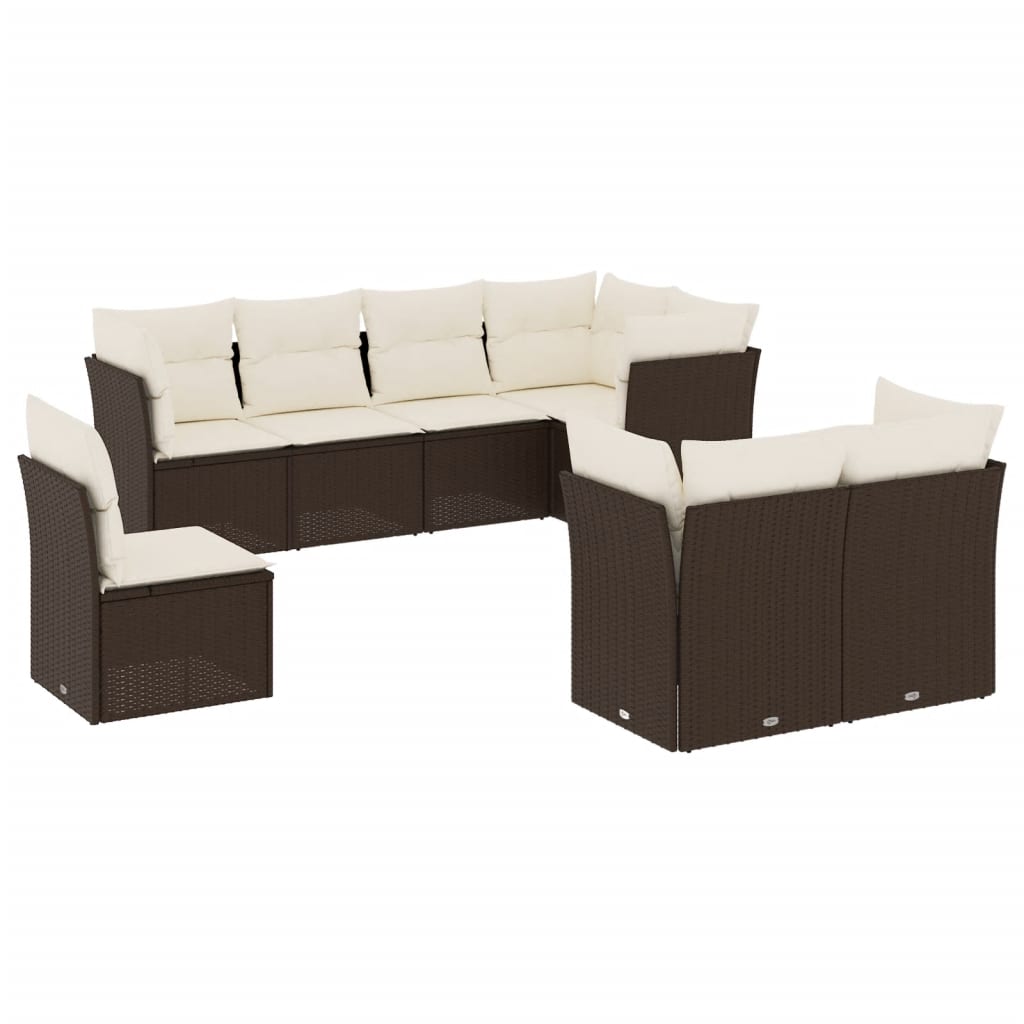 8-delige Loungeset met kussens poly rattan bruin is nu te koop bij PeponiXL, paradijselijk wonen!