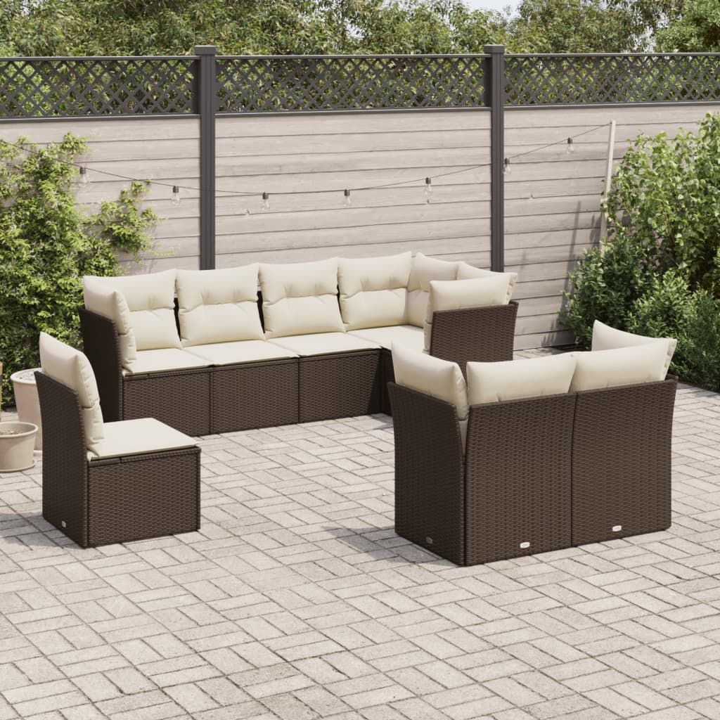 8-delige Loungeset met kussens poly rattan bruin is nu te koop bij PeponiXL, paradijselijk wonen!