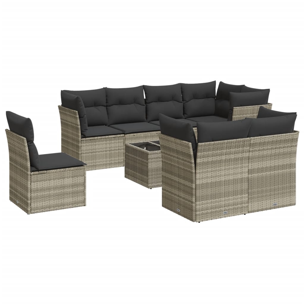 9-delige Loungeset met kussens poly rattan lichtgrijs is nu te koop bij PeponiXL, paradijselijk wonen!