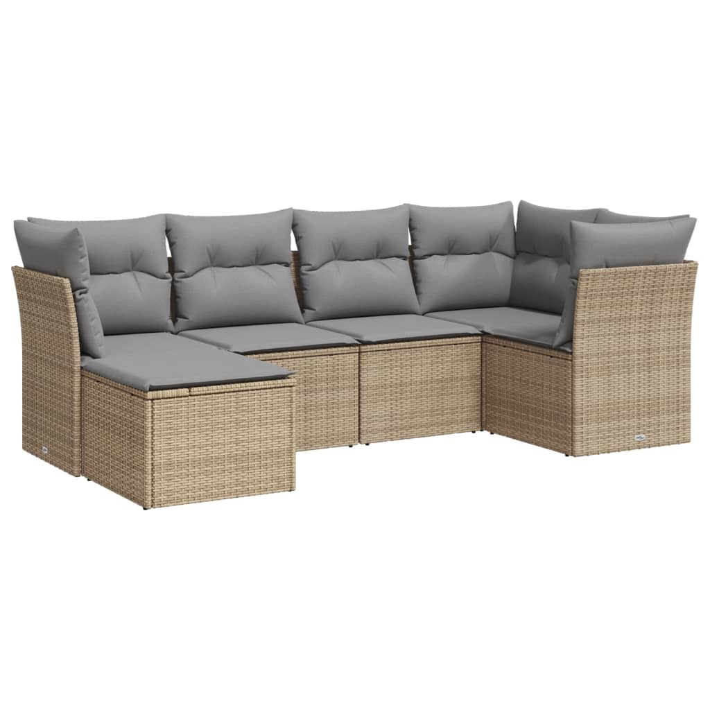 6-delige Loungeset met kussens poly rattan beige is nu te koop bij PeponiXL, paradijselijk wonen!