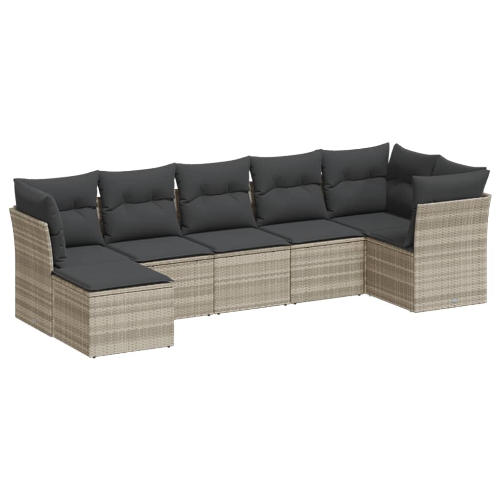 7-delige Loungeset met kussens poly rattan lichtgrijs is nu te koop bij PeponiXL, paradijselijk wonen!