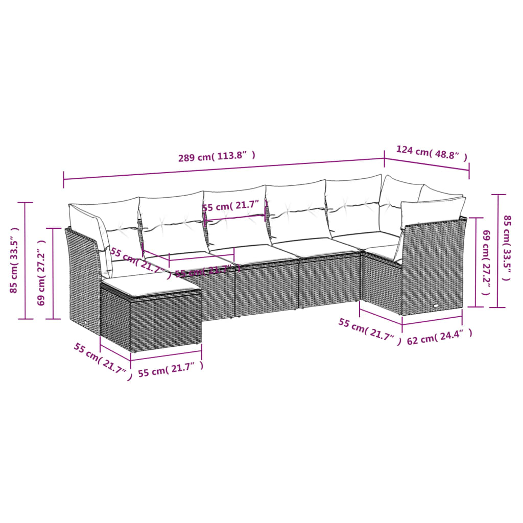 7-delige Loungeset met kussens poly rattan lichtgrijs is nu te koop bij PeponiXL, paradijselijk wonen!