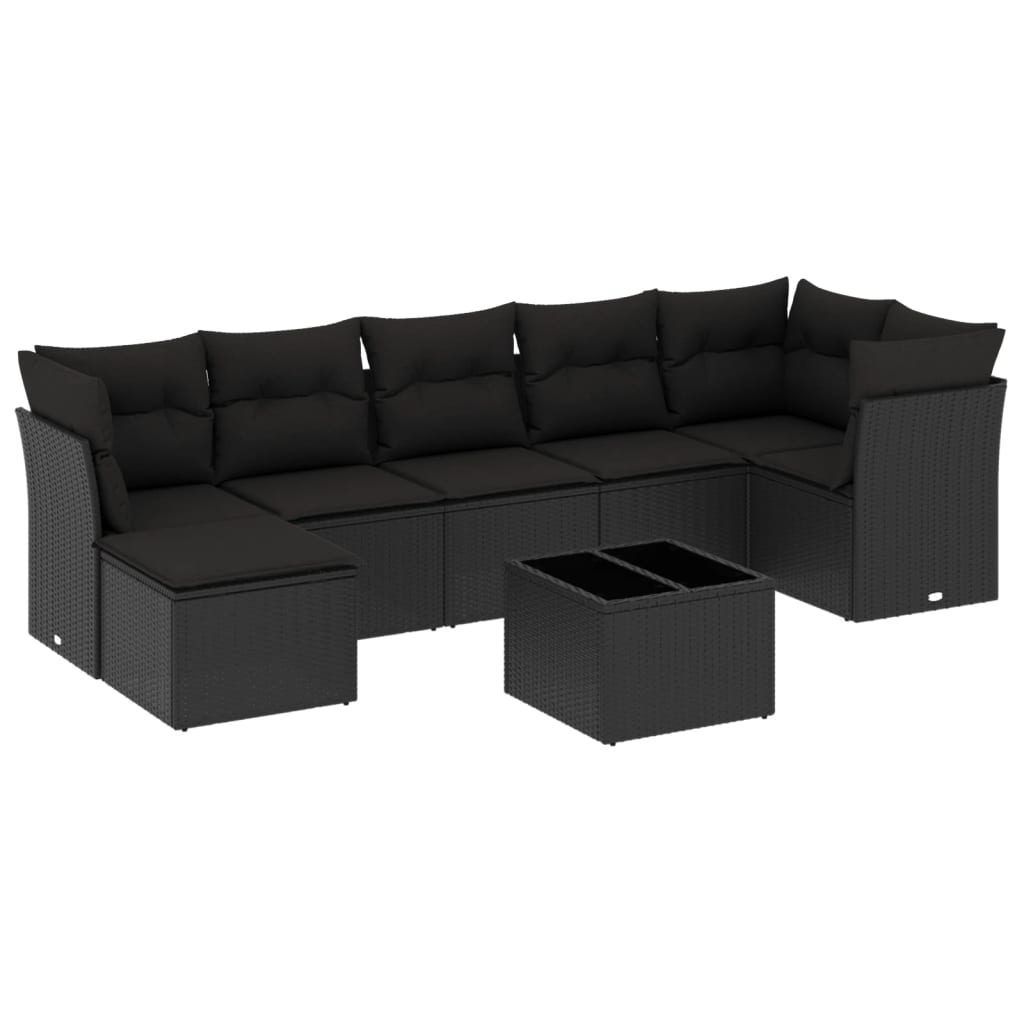 8-delige Loungeset met kussens poly rattan zwart is nu te koop bij PeponiXL, paradijselijk wonen!