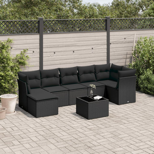 8-delige Loungeset met kussens poly rattan zwart is nu te koop bij PeponiXL, paradijselijk wonen!