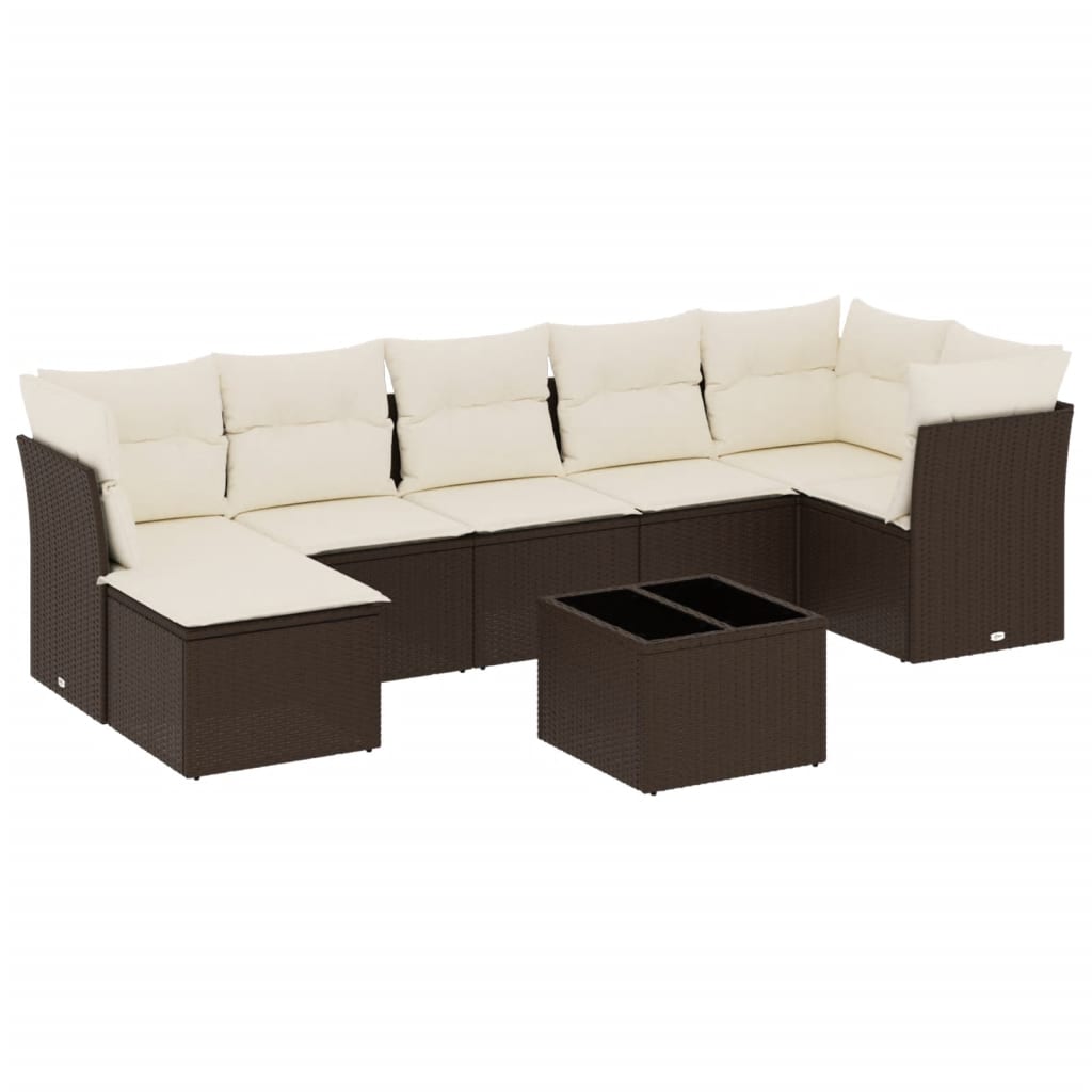 8-delige Loungeset met kussens poly rattan bruin is nu te koop bij PeponiXL, paradijselijk wonen!