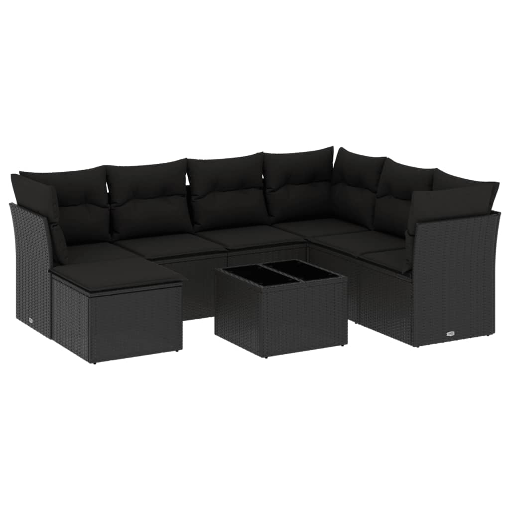 8-delige Loungeset met kussens poly rattan zwart is nu te koop bij PeponiXL, paradijselijk wonen!