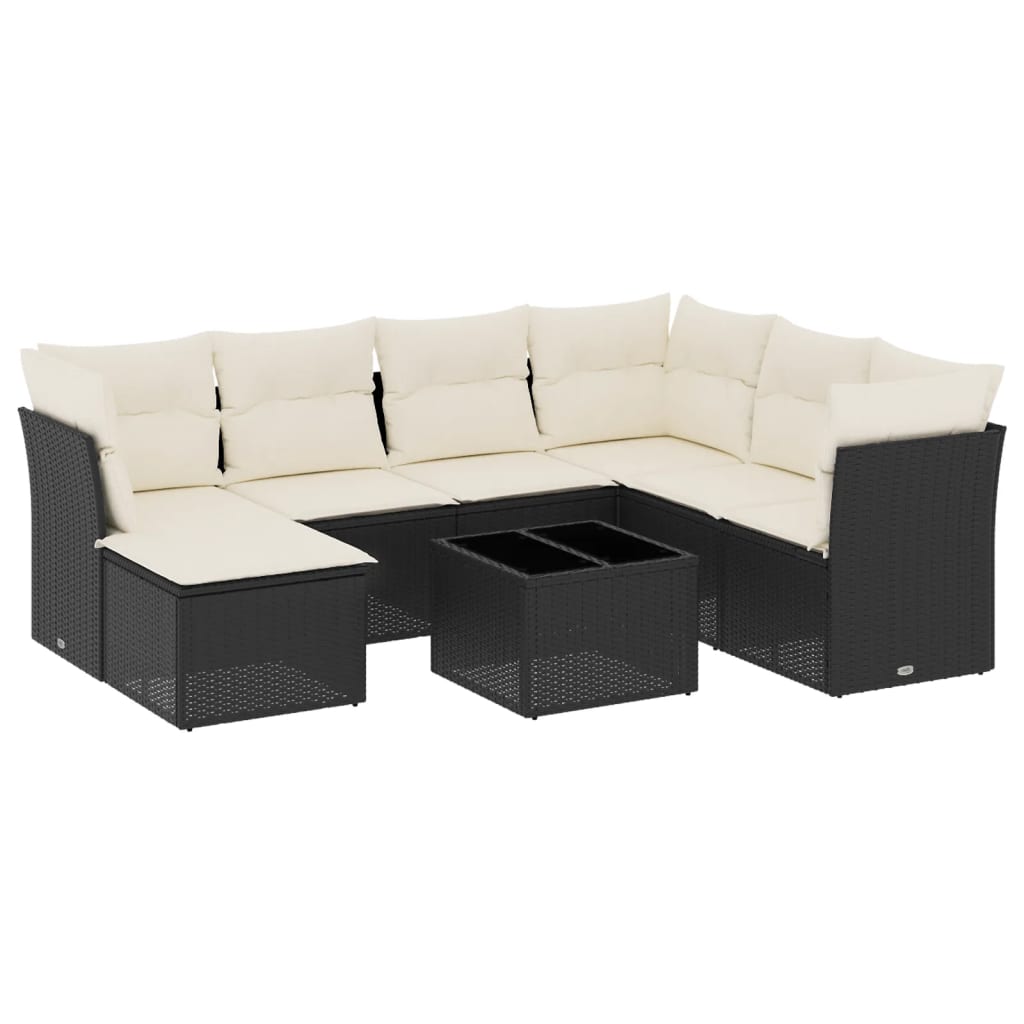 8-delige Loungeset met kussens poly rattan zwart is nu te koop bij PeponiXL, paradijselijk wonen!