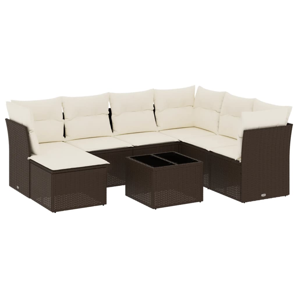 8-delige Loungeset met kussens poly rattan bruin is nu te koop bij PeponiXL, paradijselijk wonen!
