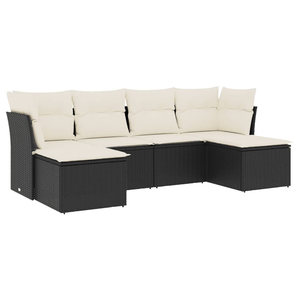 6-delige Loungeset met kussens poly rattan zwart is nu te koop bij PeponiXL, paradijselijk wonen!