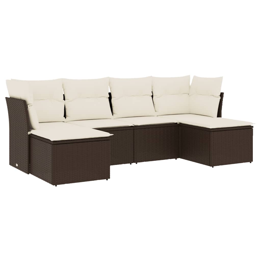 6-delige Loungeset met kussens poly rattan bruin is nu te koop bij PeponiXL, paradijselijk wonen!