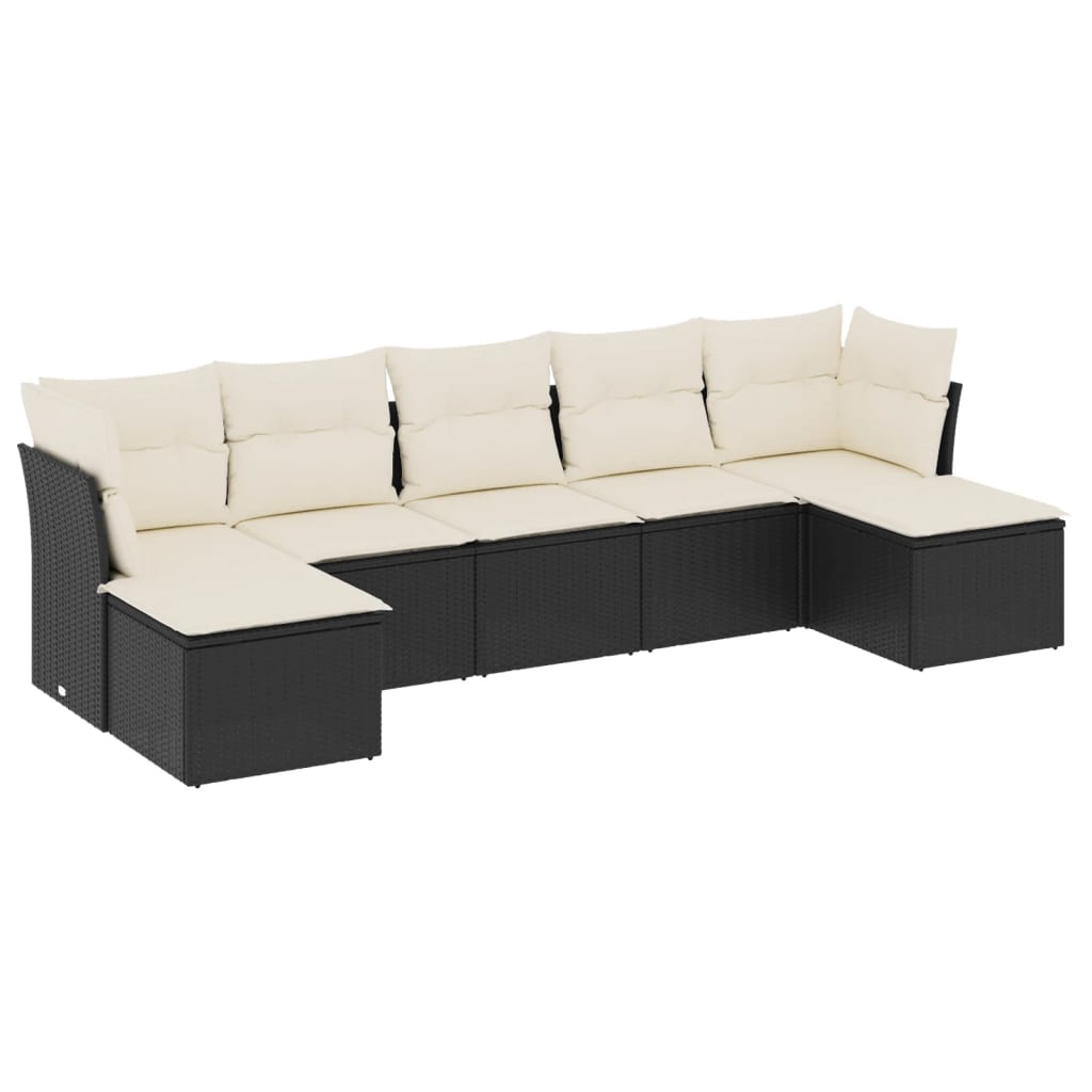 7-delige Loungeset met kussens poly rattan zwart is nu te koop bij PeponiXL, paradijselijk wonen!