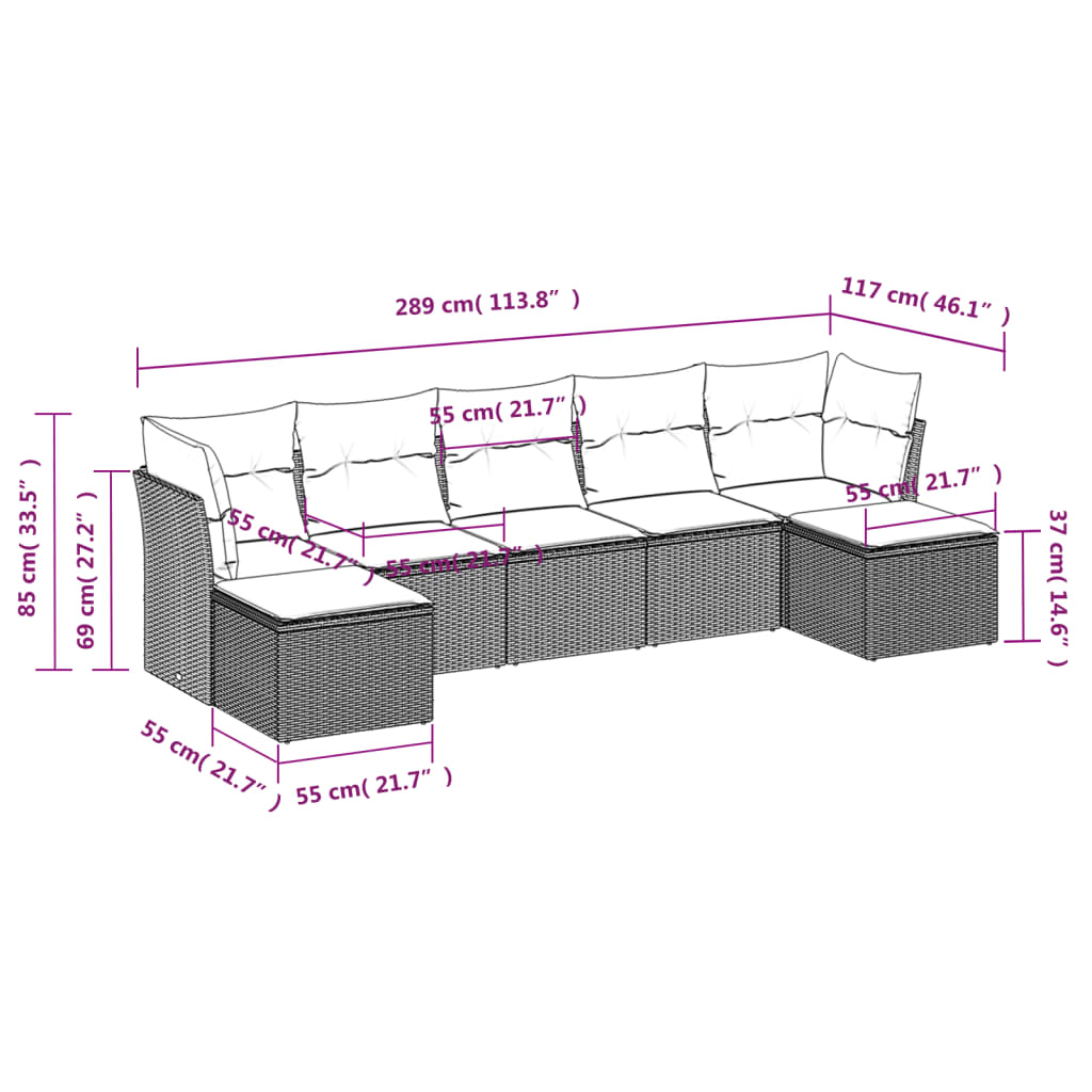 7-delige Loungeset met kussens poly rattan beige is nu te koop bij PeponiXL, paradijselijk wonen!