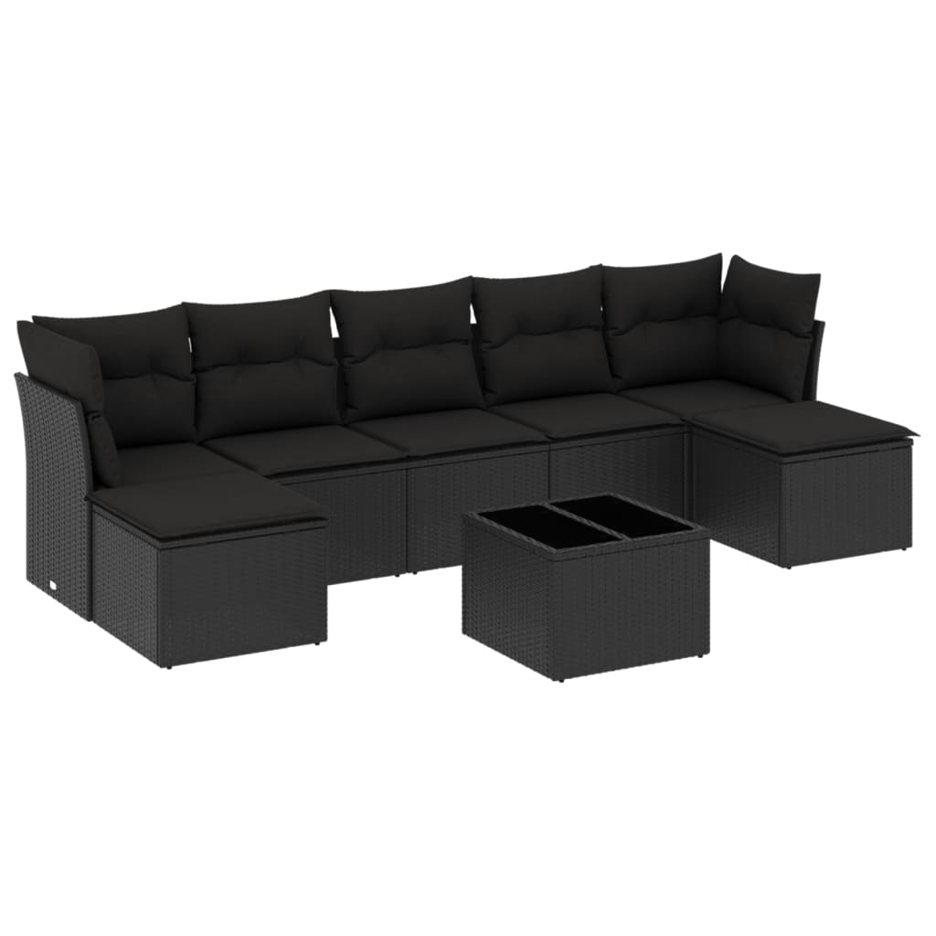 8-delige Loungeset met kussens poly rattan zwart is nu te koop bij PeponiXL, paradijselijk wonen!