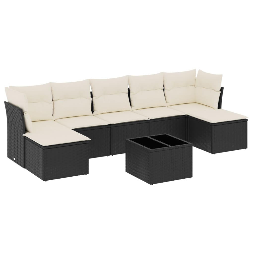 8-delige Loungeset met kussens poly rattan zwart is nu te koop bij PeponiXL, paradijselijk wonen!