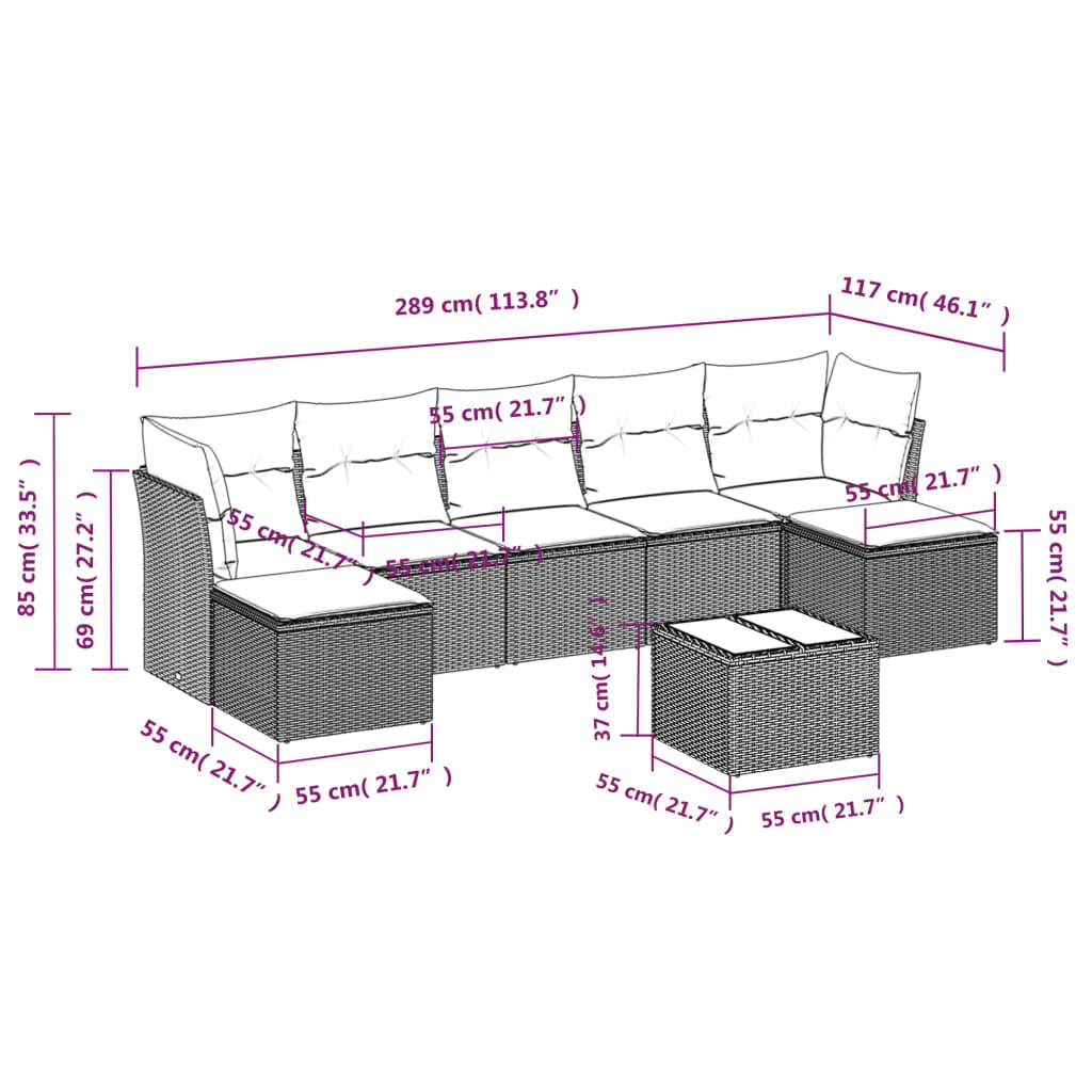 8-delige Loungeset met kussens poly rattan zwart is nu te koop bij PeponiXL, paradijselijk wonen!