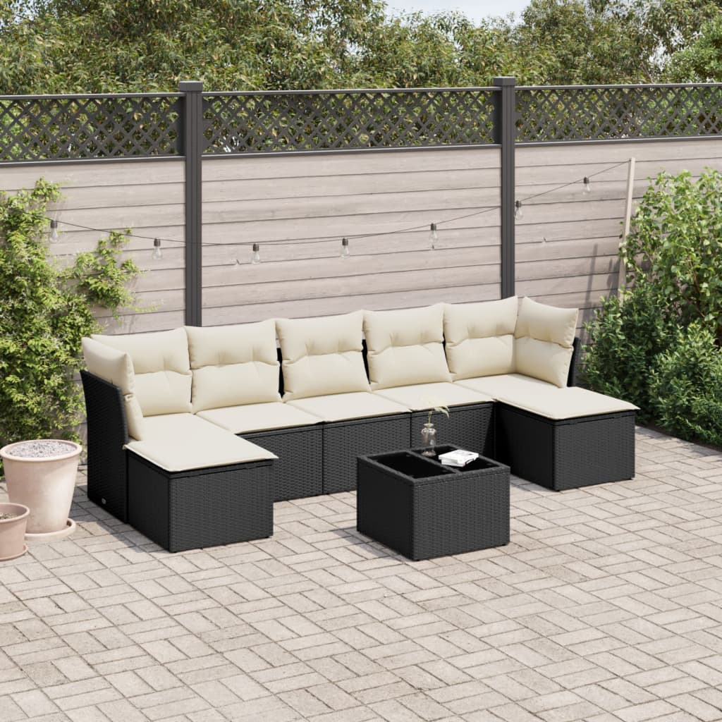 8-delige Loungeset met kussens poly rattan zwart is nu te koop bij PeponiXL, paradijselijk wonen!