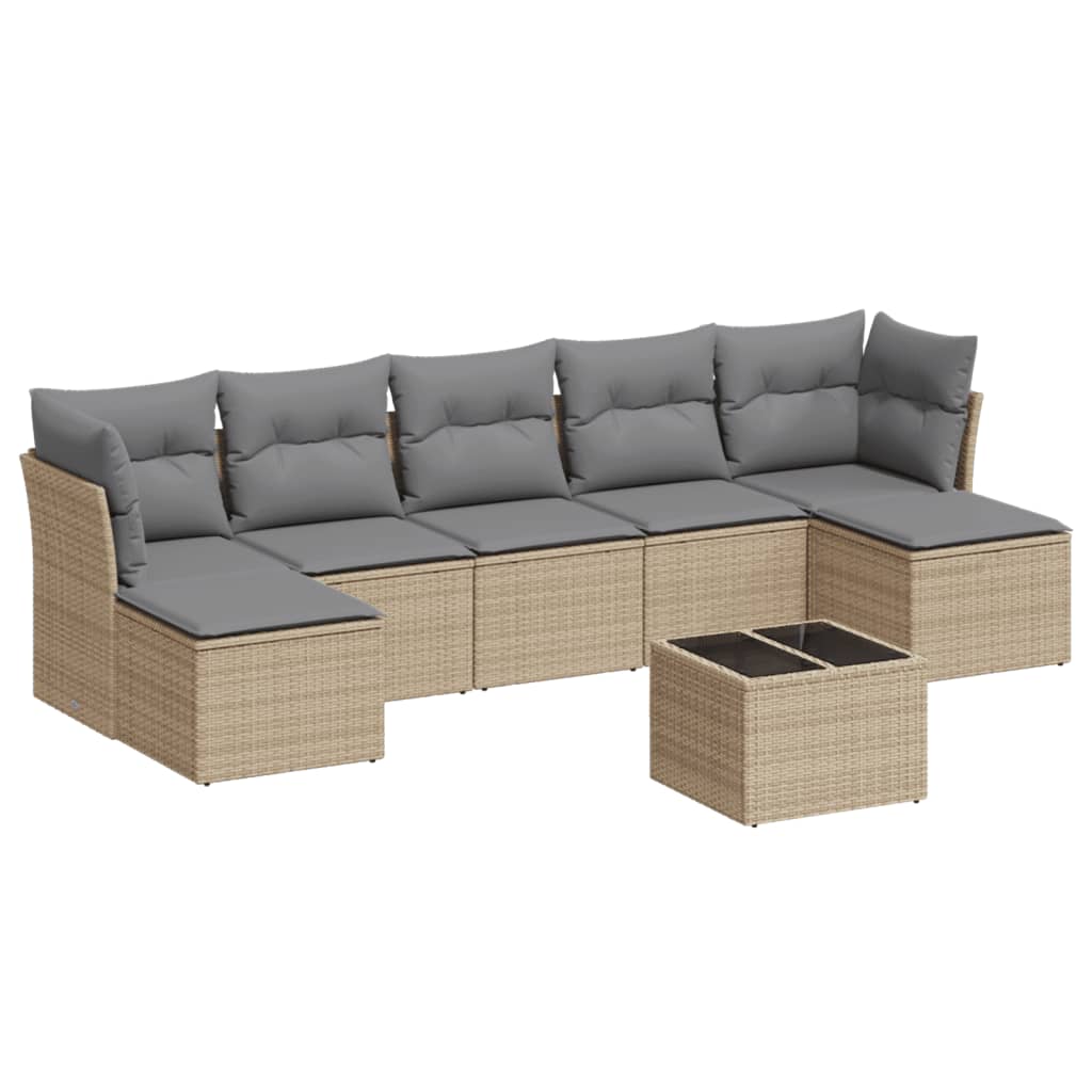 8-delige Loungeset met kussens poly rattan beige is nu te koop bij PeponiXL, paradijselijk wonen!