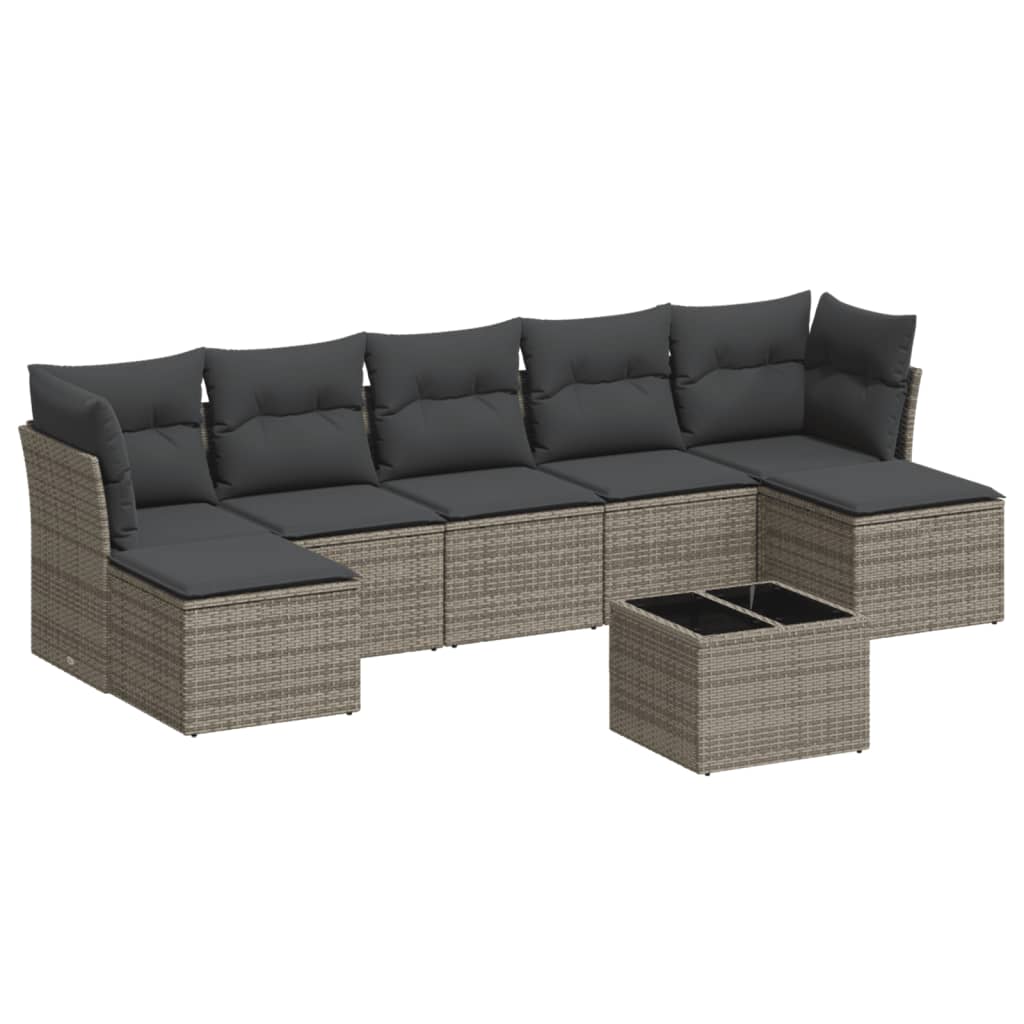 8-delige Loungeset met kussens poly rattan grijs is nu te koop bij PeponiXL, paradijselijk wonen!