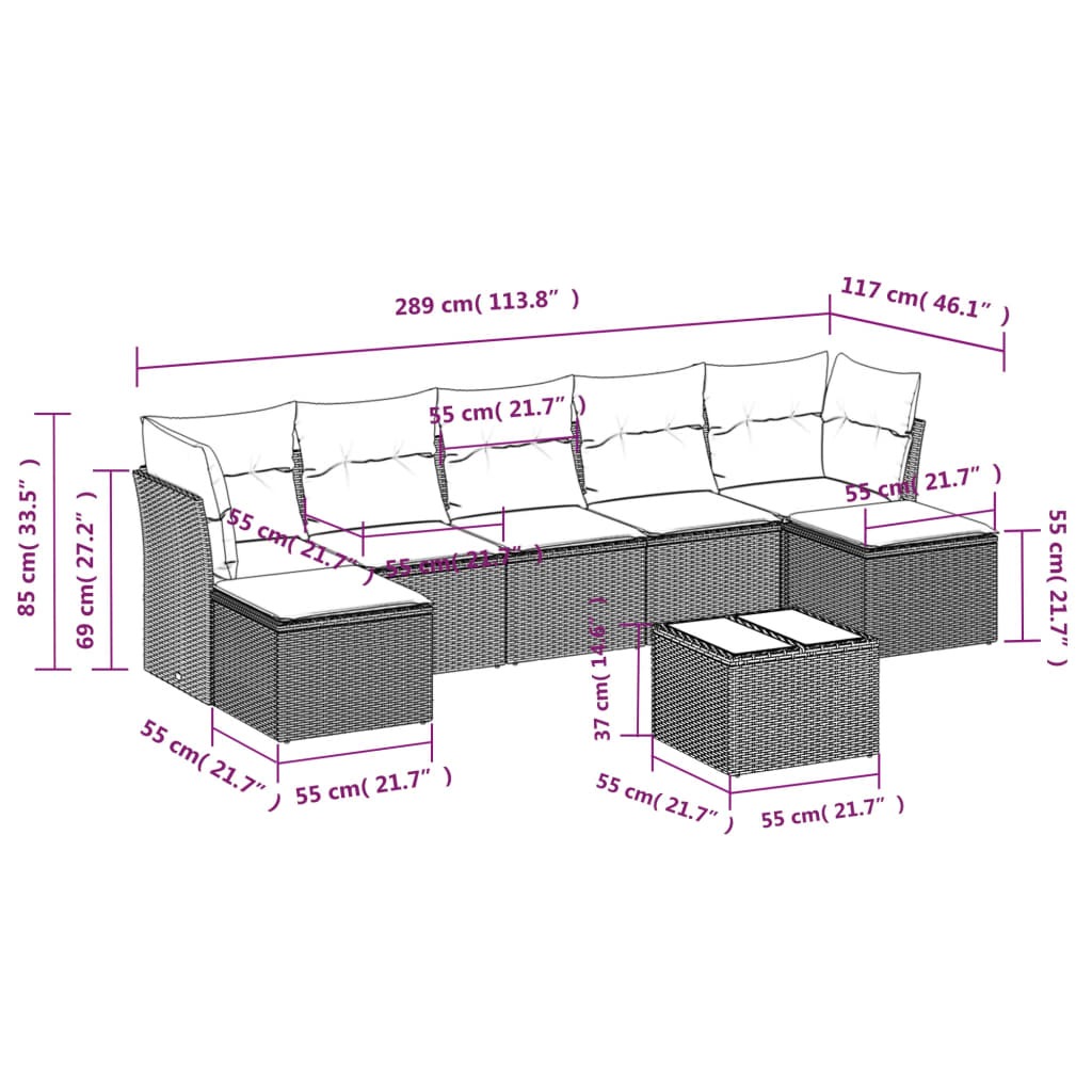 8-delige Loungeset met kussens poly rattan grijs is nu te koop bij PeponiXL, paradijselijk wonen!
