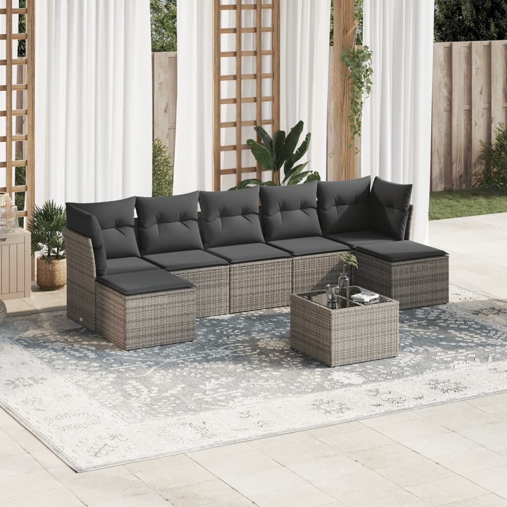 8-delige Loungeset met kussens poly rattan grijs is nu te koop bij PeponiXL, paradijselijk wonen!