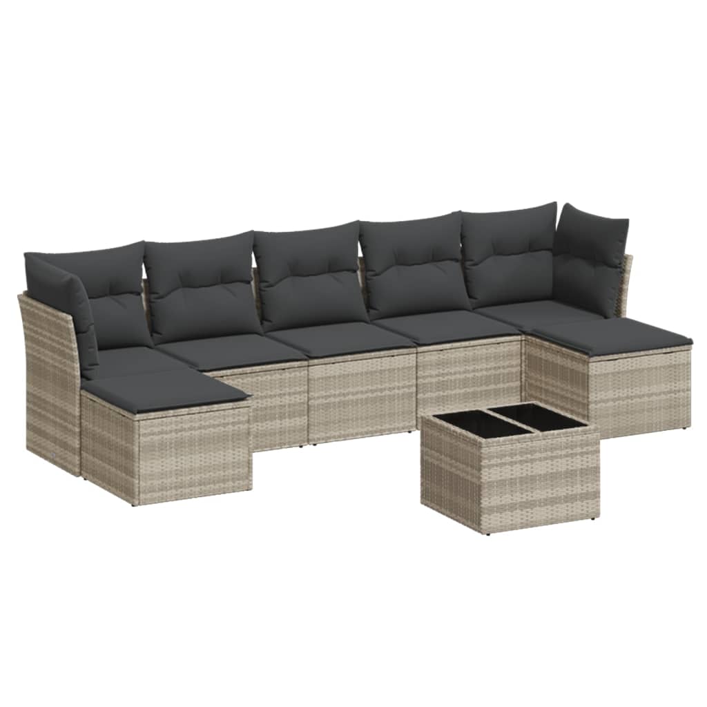 8-delige Loungeset met kussens poly rattan lichtgrijs is nu te koop bij PeponiXL, paradijselijk wonen!