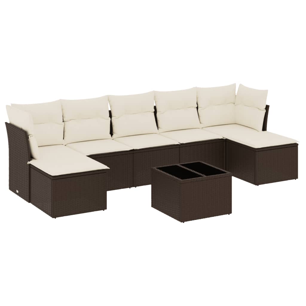 8-delige Loungeset met kussens poly rattan bruin is nu te koop bij PeponiXL, paradijselijk wonen!