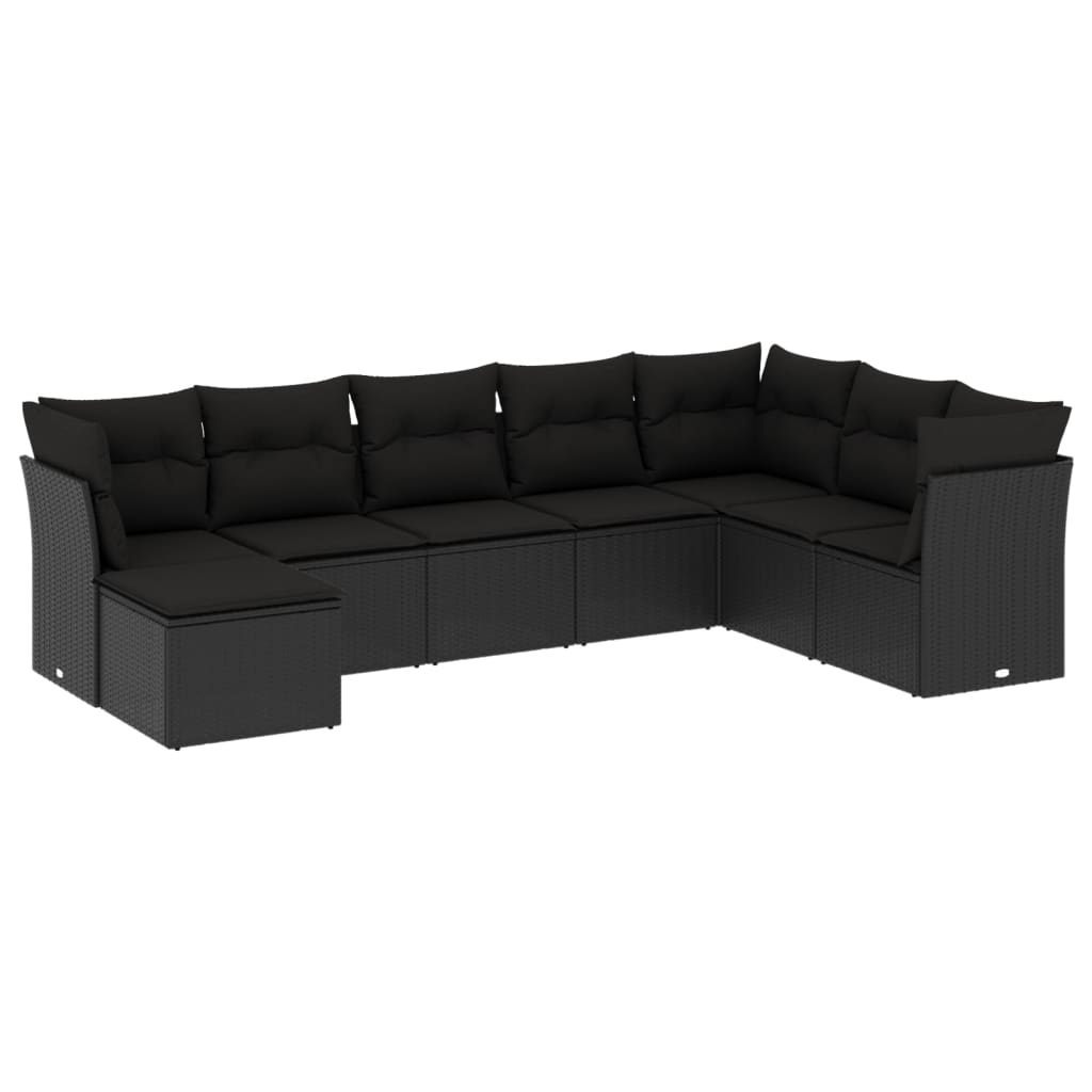8-delige Loungeset met kussens poly rattan zwart is nu te koop bij PeponiXL, paradijselijk wonen!