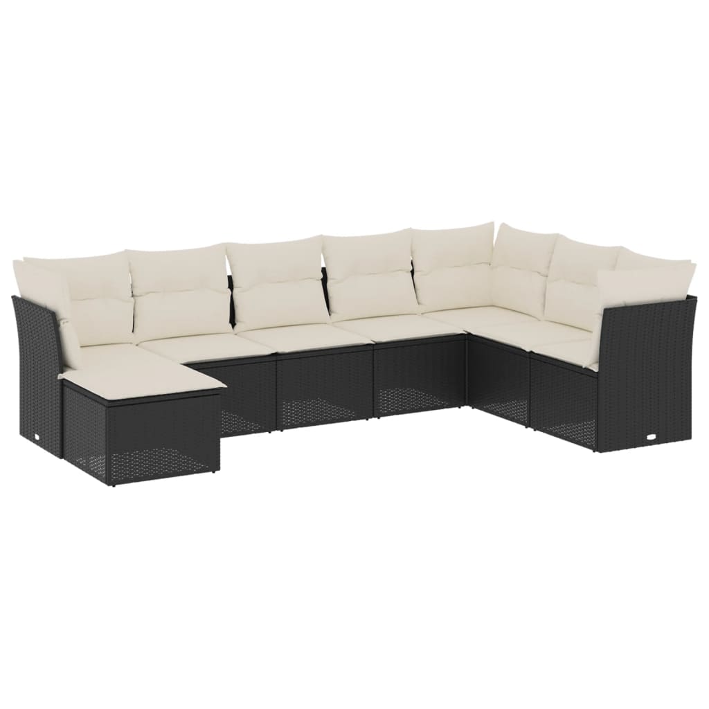 8-delige Loungeset met kussens poly rattan zwart is nu te koop bij PeponiXL, paradijselijk wonen!