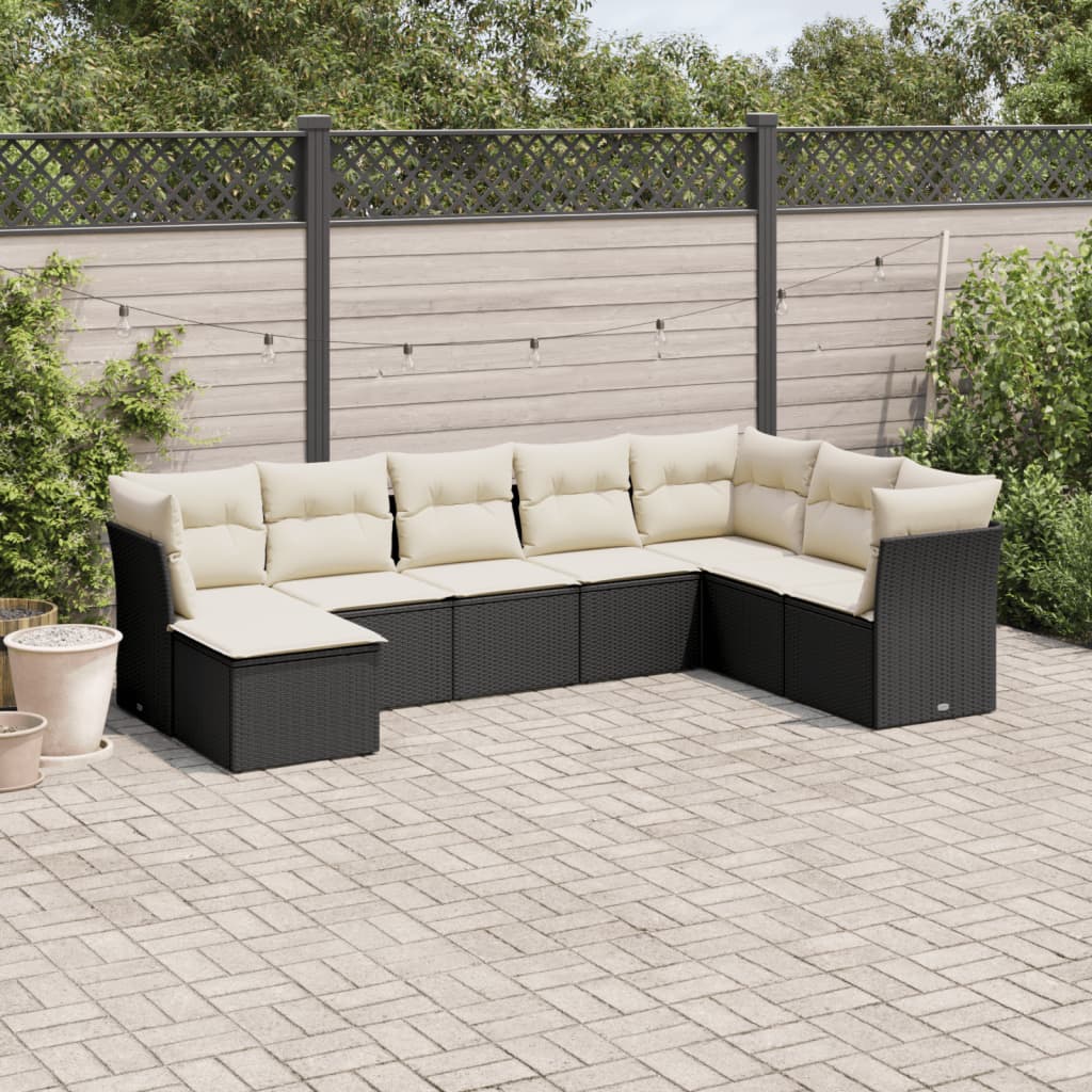 8-delige Loungeset met kussens poly rattan zwart is nu te koop bij PeponiXL, paradijselijk wonen!