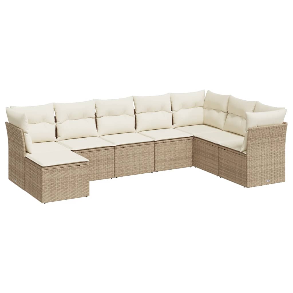 8-delige Loungeset met kussens poly rattan beige is nu te koop bij PeponiXL, paradijselijk wonen!
