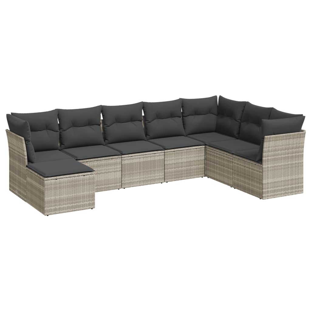 8-delige Loungeset met kussens poly rattan lichtgrijs is nu te koop bij PeponiXL, paradijselijk wonen!
