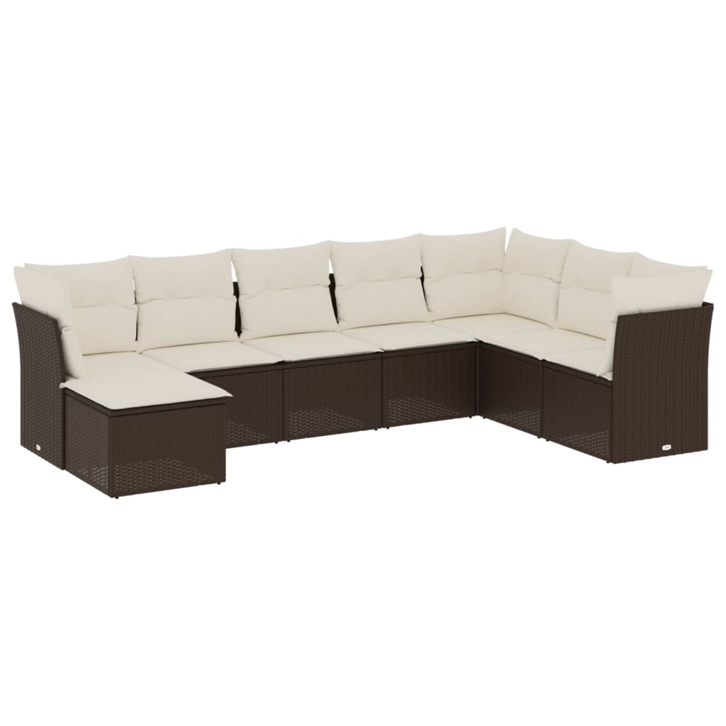 8-delige Loungeset met kussens poly rattan bruin is nu te koop bij PeponiXL, paradijselijk wonen!