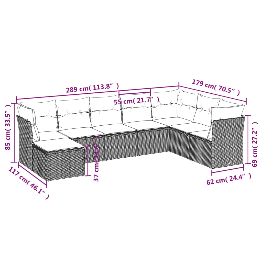8-delige Loungeset met kussens poly rattan bruin is nu te koop bij PeponiXL, paradijselijk wonen!