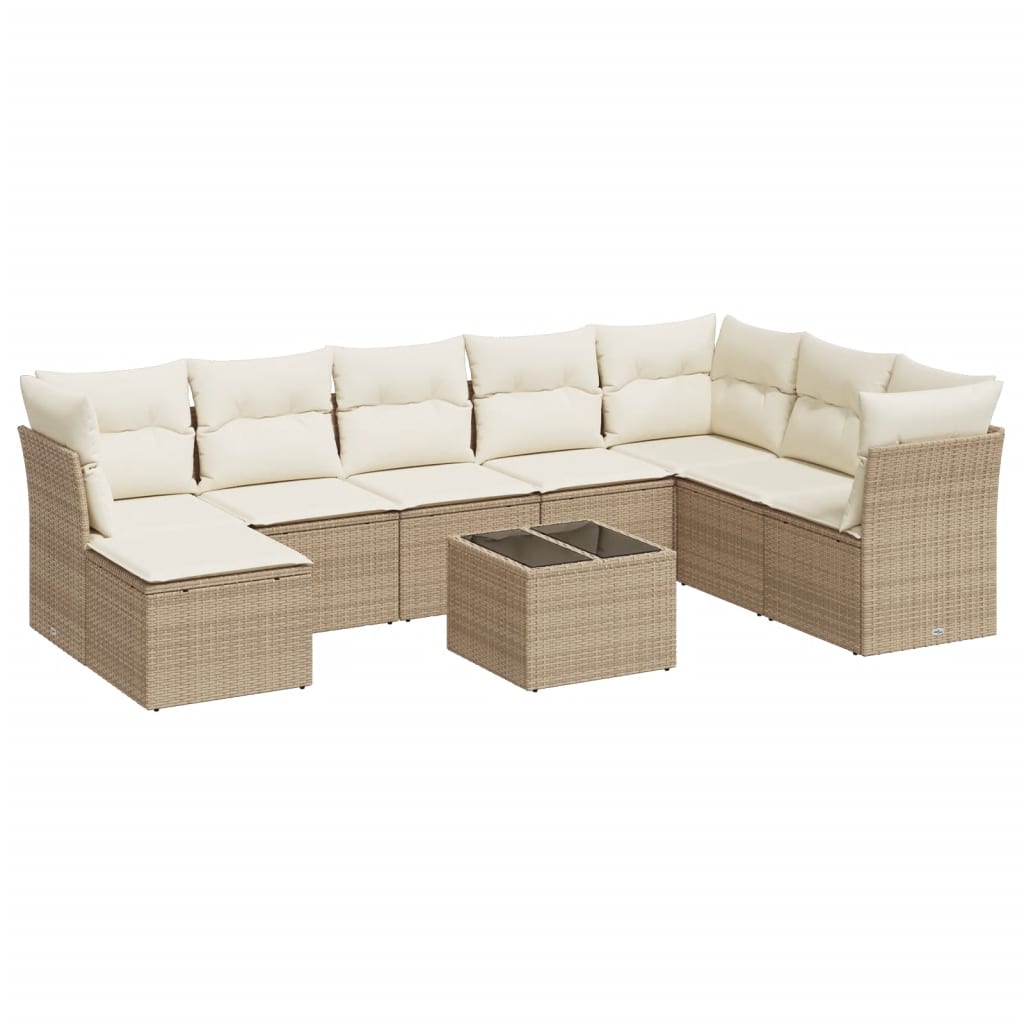 9-delige Loungeset met kussens poly rattan beige is nu te koop bij PeponiXL, paradijselijk wonen!