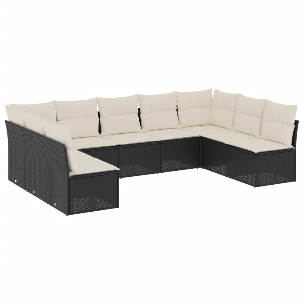 9-delige Loungeset met kussens poly rattan zwart is nu te koop bij PeponiXL, paradijselijk wonen!