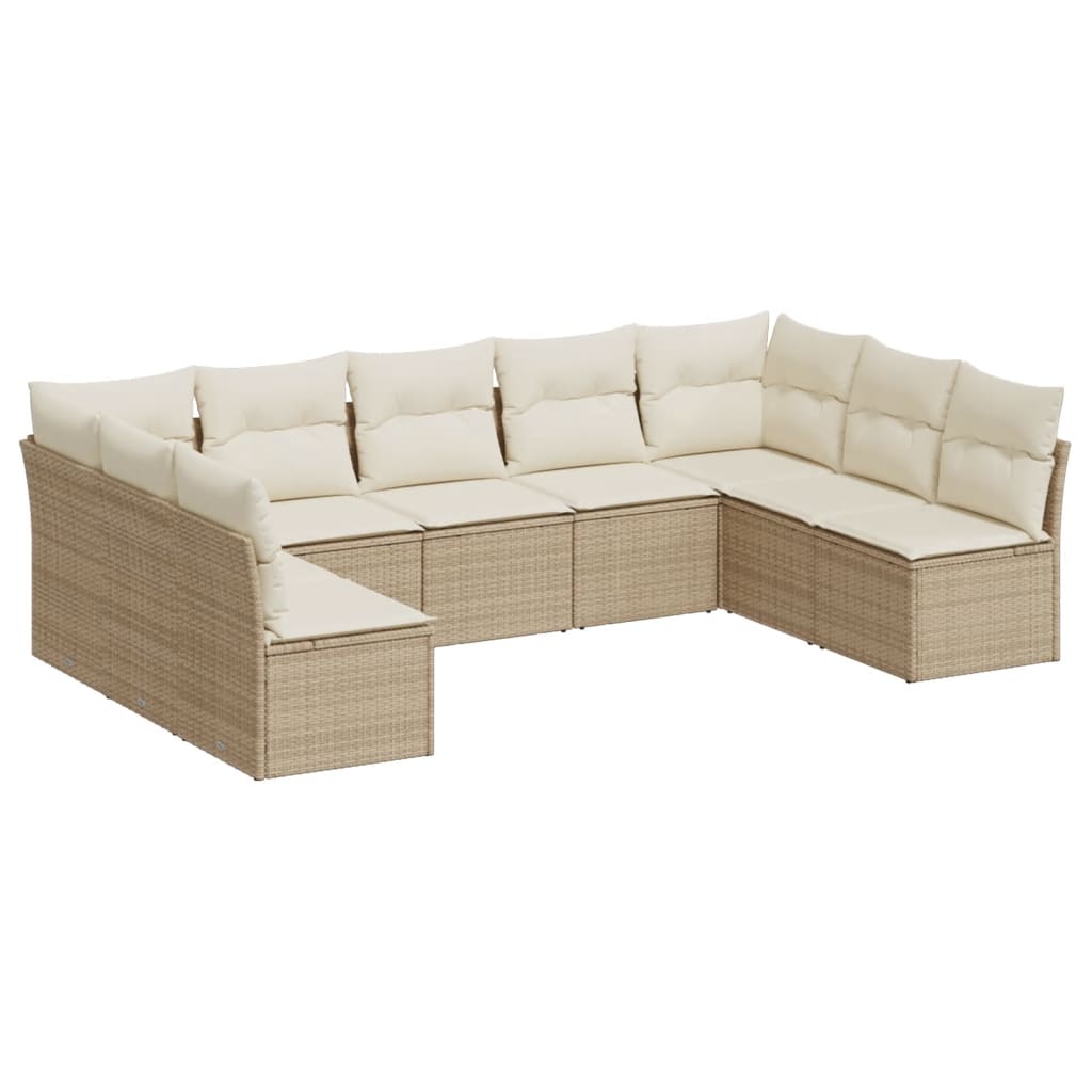 9-delige Loungeset met kussens poly rattan beige is nu te koop bij PeponiXL, paradijselijk wonen!