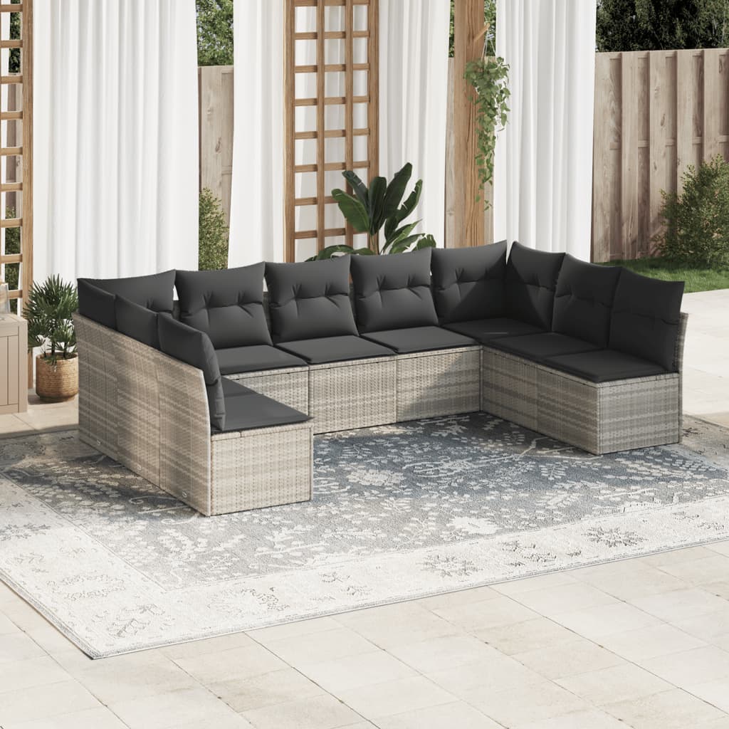 9-delige Loungeset met kussens poly rattan lichtgrijs is nu te koop bij PeponiXL, paradijselijk wonen!